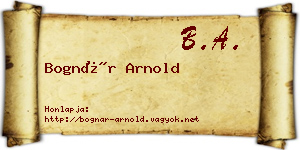 Bognár Arnold névjegykártya