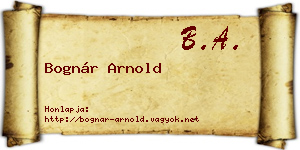 Bognár Arnold névjegykártya
