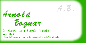 arnold bognar business card